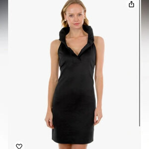 Size XS plumm black ruffle collar dress with tie in excellent like-new condition